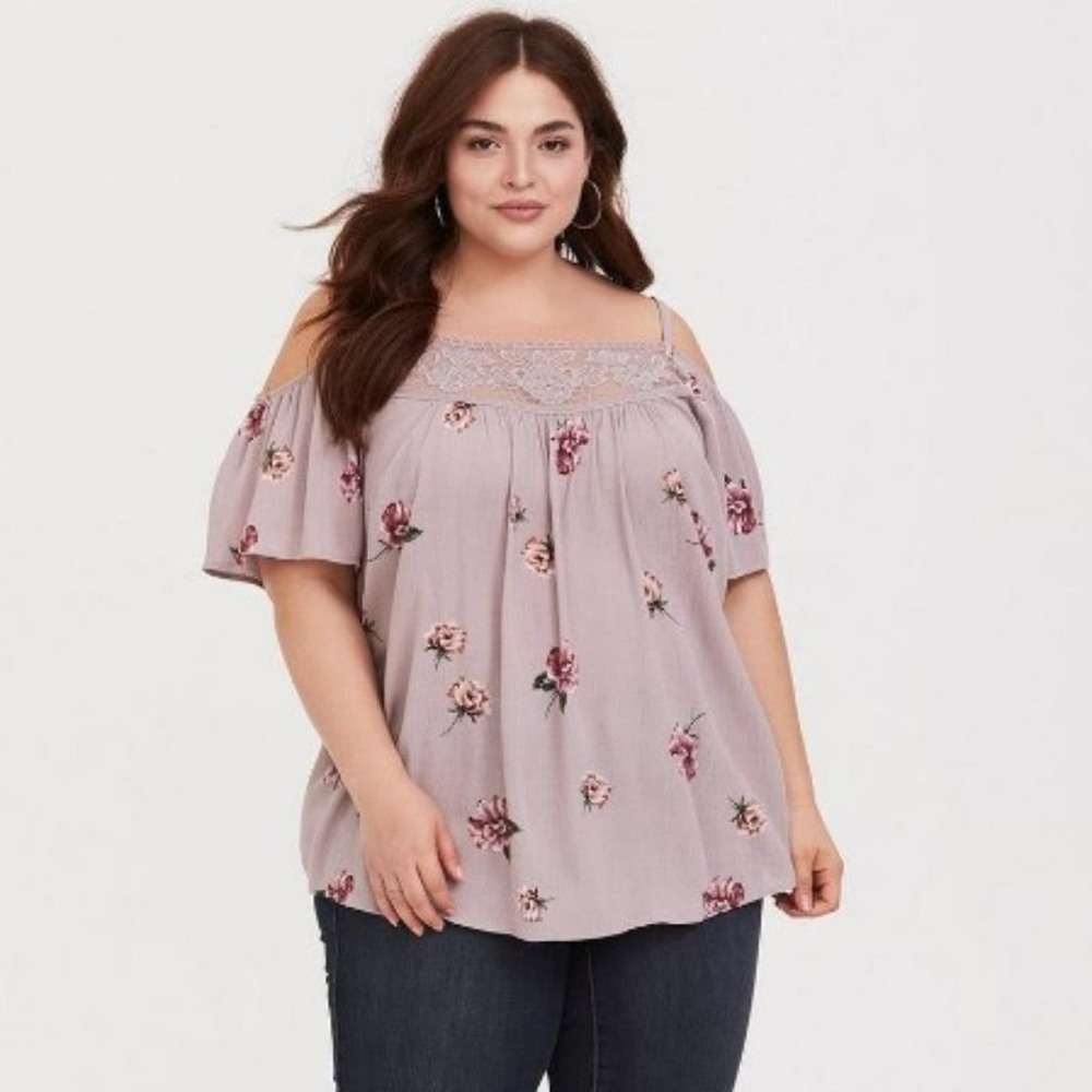 Torrid Cold Shoulder Crinkle Gauze Blouse 0X